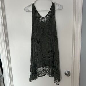Olive Green Lace Sleeveless Top